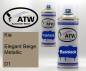 Preview: Kia, Elegant Beige Metallic, D1: 400ml Sprühdose + 400ml Klarlack - Set, von ATW Autoteile West.
